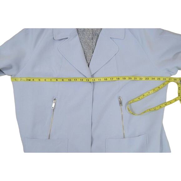 Ellos Trench Coat Womens 20 Blue Long Zip Pockets - Picture 7 of 7